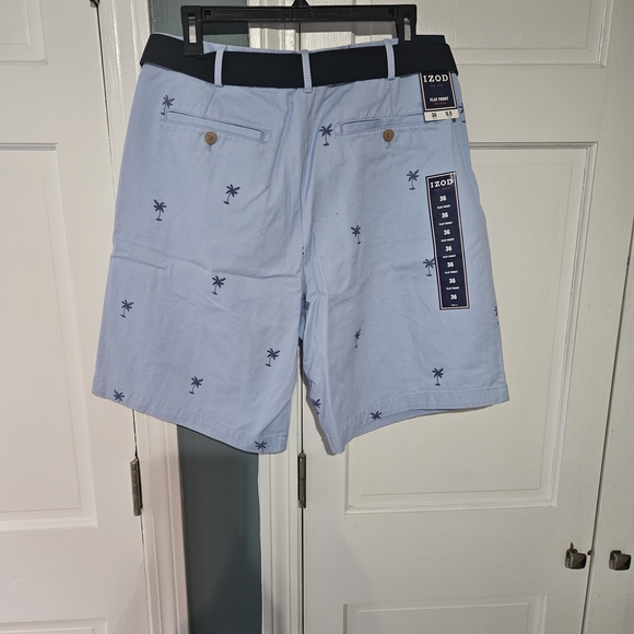 Izod Blue Palm Print Men's Shorts - Picture 2 of 2